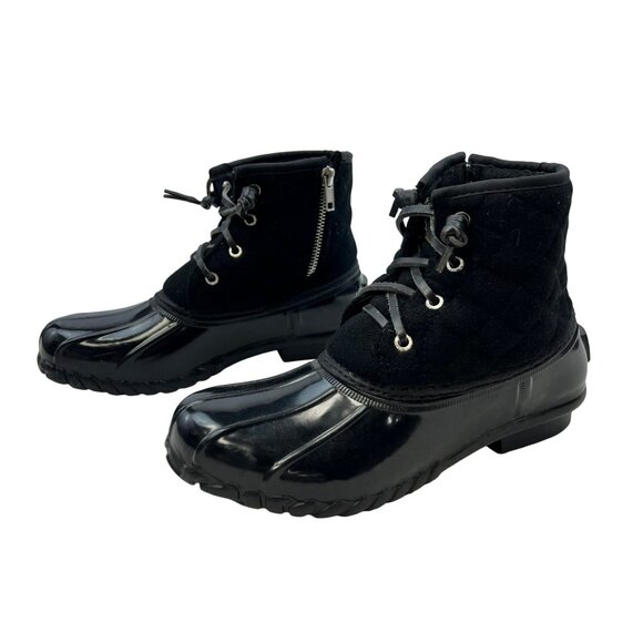 Nautica Womens Wooley Rain Boots Quilted Lace/Zip Black Size 6 - Picture 1 of 9